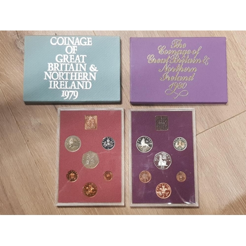 251 - TWO COINAGE OF GREAT BRITAIN AND NORTHERN IRELAND COIN SETS DATED 1979 AND 1980 BOTH IN ORIGINAL SLE... 