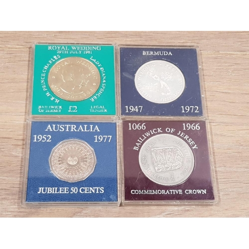 258 - 4 CASED UNCIRCULATED COINS INC BERMUDA 1947-1972 ROYAL WEDDING 29TH JULY 1981 AUSTRALIAN 50 CENTS AN... 