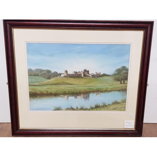 270 - A NICELT FRAMED PASTEL DRAWING OF ALNWICK CASTLE BY ANNE PARRACK SIGNED BOTTOM RIGHT 49CM BY 33CM