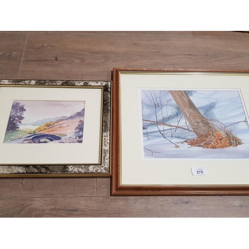 275 - A FRAMED PASTEL DRAWING BY J M PARRACK TITLED ASHMESS BRIDGE SIGNED BOTTOM RIGHT TOGETHER WITH ANOTH... 