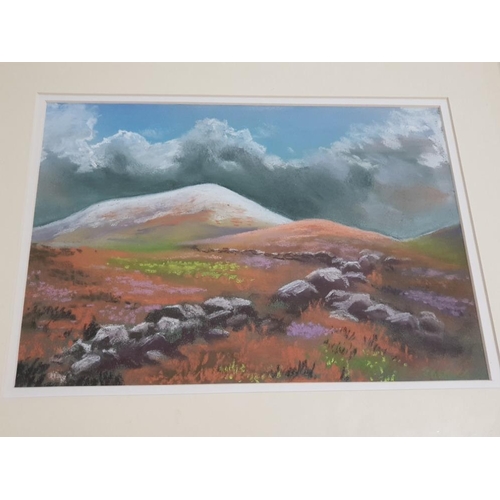 276 - A FRAMED PASTEL DRAWING BY J D PARRACK TITLED AUTUMN IN THE CHEVIOTS