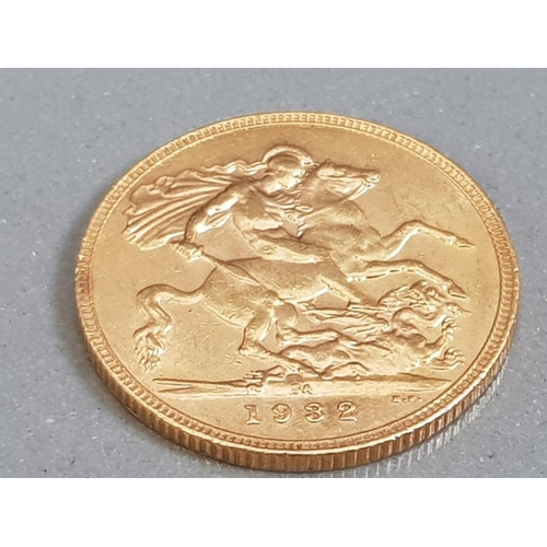 3 - 22CT GOLD 1932 FULL SOVEREIGN COIN