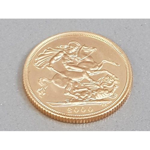 332 - 22CT GOLD 2000 FULL SOVEREIGN COIN