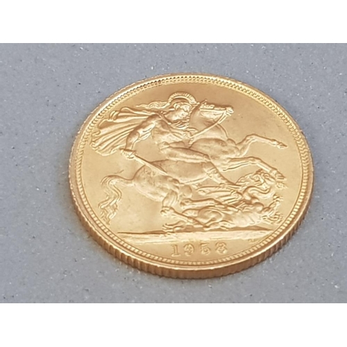 334 - 22CT GOLD 1958 FULL SOVEREIGN COIN