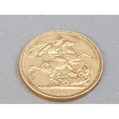 382 - 22CT GOLD 1893 FULL SOVEREIGN COIN