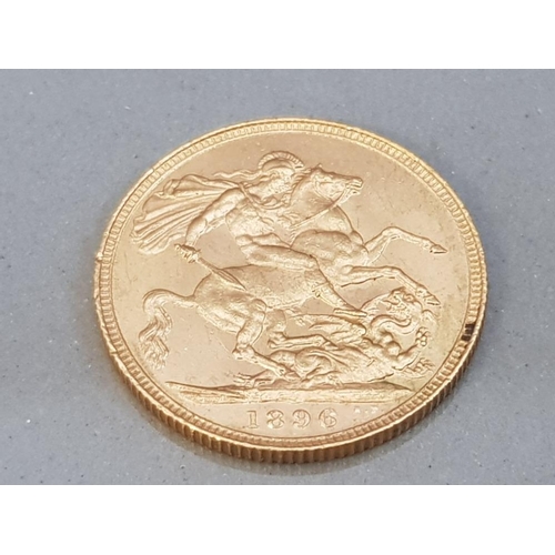 386 - 22CT GOLD 1896 FULL SOVEREIGN COIN