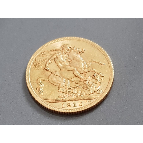 66 - 22CT GOLD 1915 FULL SOVEREIGN COIN