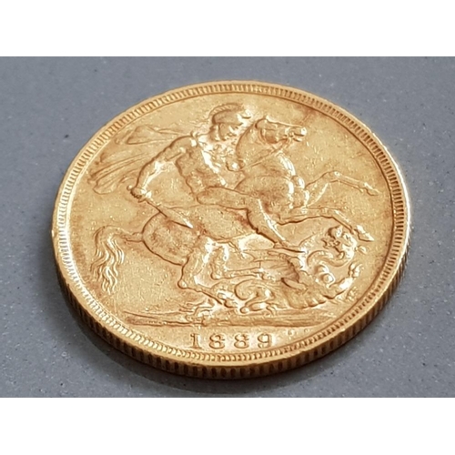 68 - 22CT GOLD 1889 FULL SOVEREIGN COIN