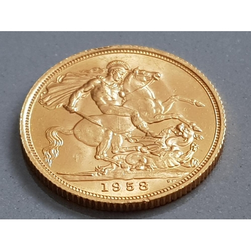 69 - 22CT GOLD 1958 FULL SOVEREIGN COIN