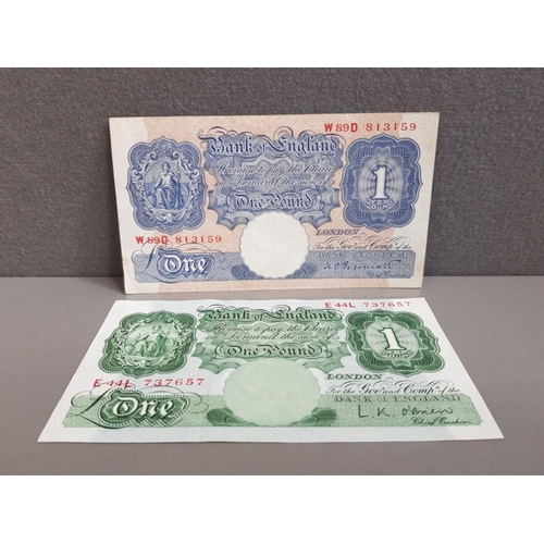 80 - BANKNOTES 1955-60 £1 O'BRIEN EF AND 1940-48 £1 BLUE AND PINK PEPPIATT VF