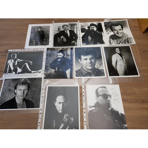 92 - SELECTION OF 11 8X10 SIGNED PHOTOS BY VARIOUS ACTORS INCLUDING NIGEL DAVENPORT, MICHAEL LONSDALE (IN... 