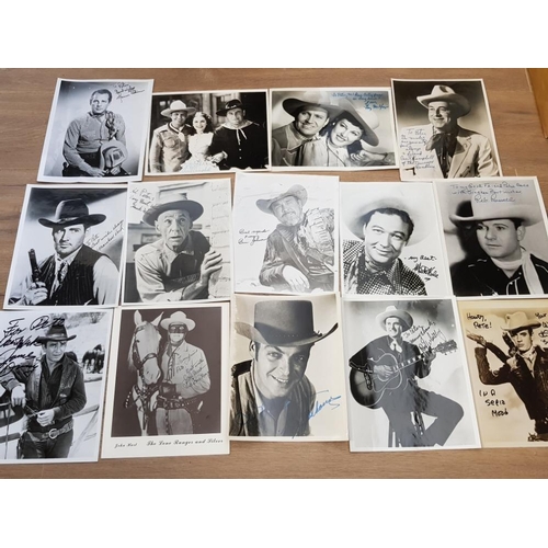 98 - 14 SIGNED 8X10 PHOTOGRAPHS OF WESTERN ACTORS INCLUDES JOHN HART AS THE LINE RANGER, RORY CALHOUN, CE... 