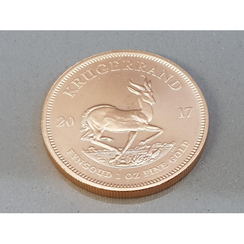 99 - 22CT GOLD 2017 SOUTH AFRICAN KRUGERRAND 1OZ COIN