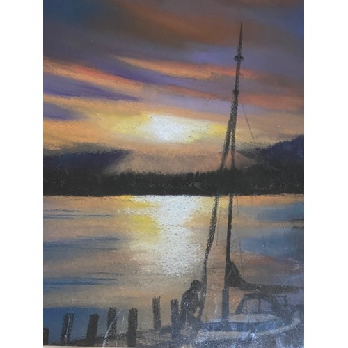 274 - A FRAMED PASTEL DRAWING TITLED EVENING WINDERMERE BY J D PARRACK 29CM BY 23CM