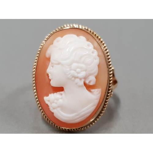 122 - 9CT YELLOW GOLD CAMEO RING 4G SIZE L 1/2