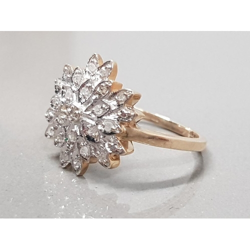 126 - 9CT YELLOW GOLD DIAMOND CLUSTER RING APPROXIMATELY .1CT 2.6GRAMS