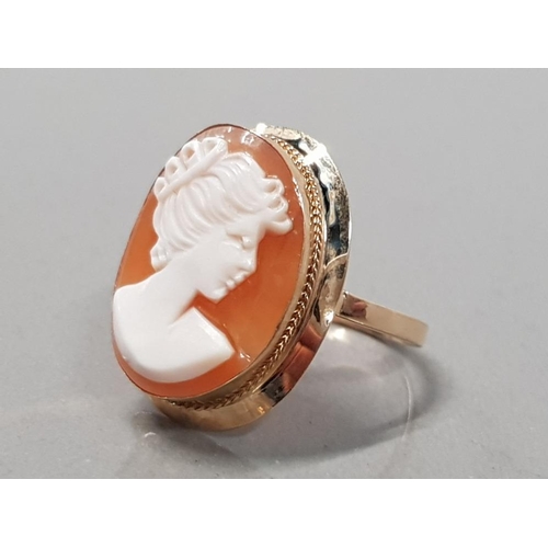 129 - 9CT YELLOW GOLD CAMEO RING SIZE N1/2 3.6GRAMS