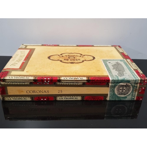 345 - AN UNOPENED BOX OF 25 LA TROPICAL DE LUXE JAMAICA CIGARS WITH ORIGINAL SEALS