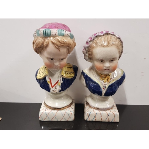 310 - 2 ANTIQUE STAFFORDSHIRE BUSTS 1 DAMAGE REPAIRED