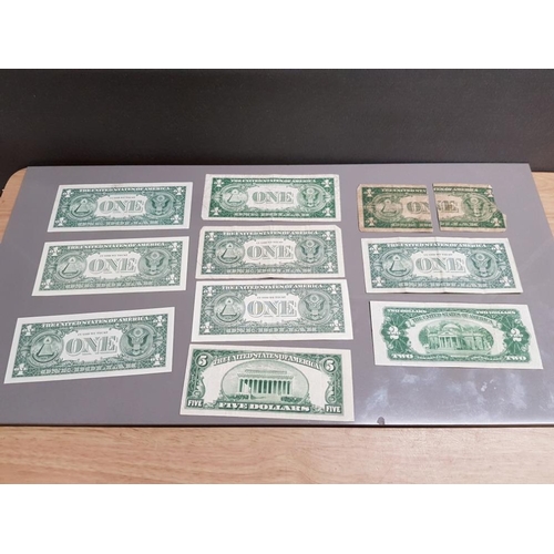 356 - USA BANKNOTES TO INCLUDE EIGHT ONE DOLLARS, A TWO DOLLAR AND A FIVE DOLLAR, DATING FROM 1935 TO 2003