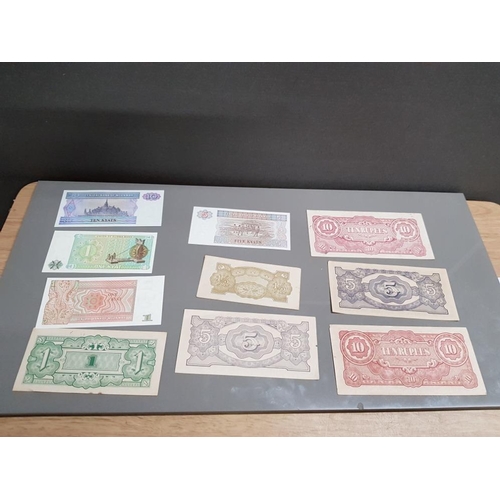 361 - TEN JAPANESE AND BURMESE BANKNOTES TO INCLUDE A ONE, FIVE AND 10 KYAT, AND A HALF, ONE, FIVE AND TEN... 