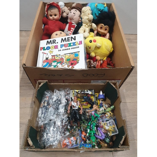 365 - 2 BOXES OF MISCELLANEOUS TOYS INC FORTNITE ACTION FIGURES MCDONALDS TOYS ETC