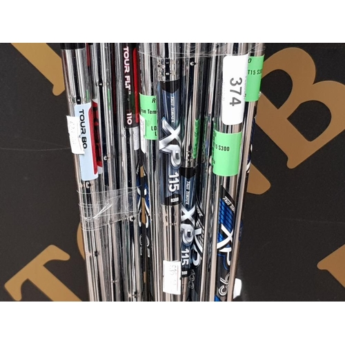 374 - GOLF UNUSED GOLF SHAFTS 15 IN TOTAL INCLUDING WILSON