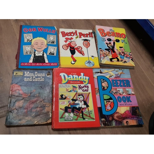 413 - 13 ASSORTED VINTAGE ANNUALS INCLUDING OOR WULLIE, BEANO, ANDY CAPP AND OF THE ROVERS ALSO INCLUDES 2... 