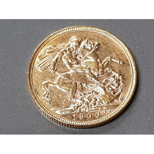 549 - 22CT GOLD 1906 FULL SOVEREIGN COIN