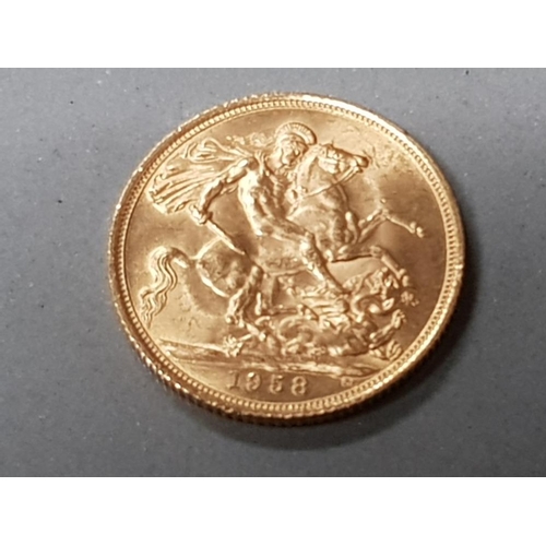 550 - 22CT GOLD 1958 FULL SOVEREIGN COIN