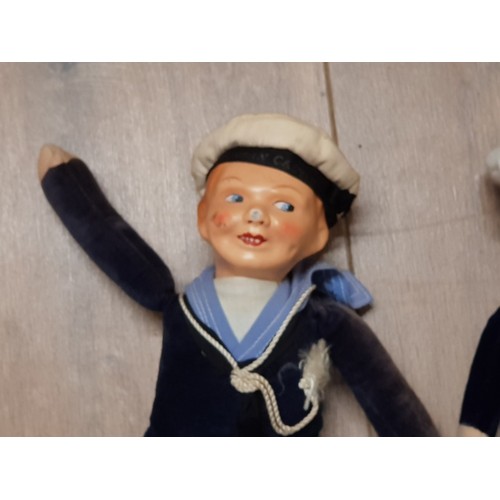 187 - 2 SAILOR SOFT TOYS DATED 1943 BY NORAH WELLINGS