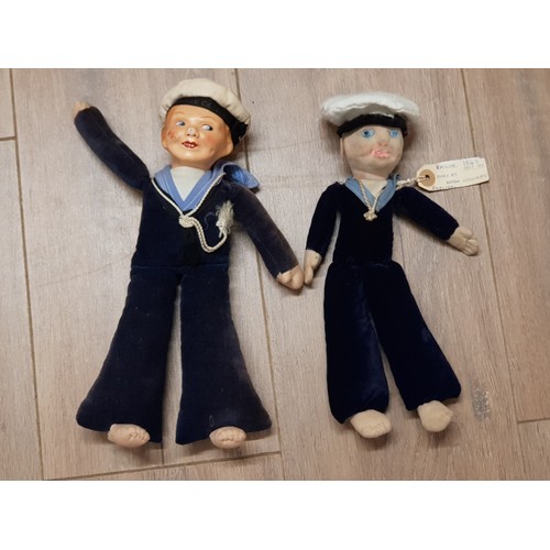 187 - 2 SAILOR SOFT TOYS DATED 1943 BY NORAH WELLINGS