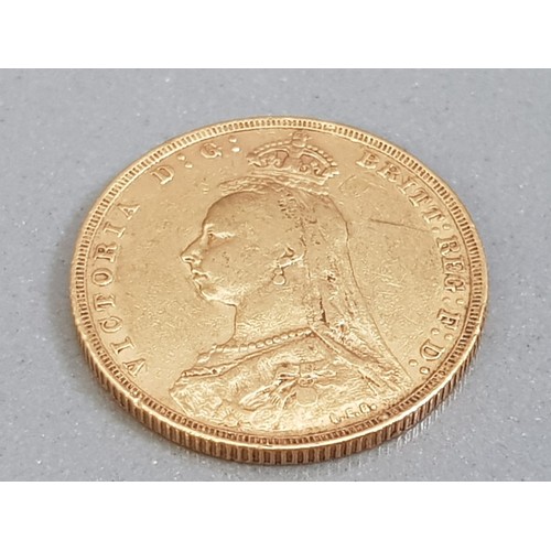 9 - 22CT GOLD 1891 FULL SOVEREIGN COIN