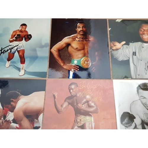 16 - BOXING VARIOUS SIGNED AUTOGRAPHS INCLUDING ROY JONES JNR FRANK BRUNO AND JOE FRAZIER AND MORE