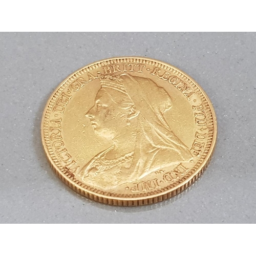 20 - 22CT GOLD 1895 FULL SOVEREIGN COIN