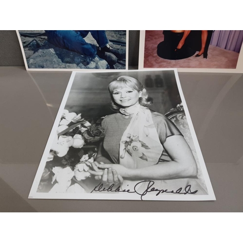 22 - HOLLYWOOD DEBBIE REYNOLDS THREE SIGNED AUTOGRAPHS EACH A DIFFERENT POSE