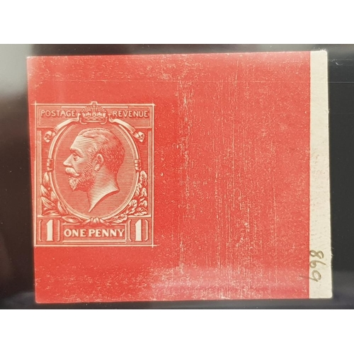 48 - STAMPS 1912 1D DIE PROOF IN SCARLET FROM STAGE 5 UNCLEARED ON WHITE GUMMED PAPER, WMK SIDEWAYS SUPER... 