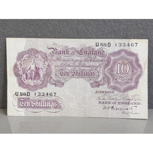 58 - 1940-48 10 SHILLING BANKNOTES MAUVE PEPPIATT, 1949-55 10 SHILLING BROWN BEALE, PLUS 4 PATER 10 SHILL... 