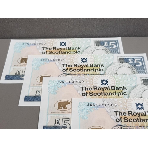 82 - BANKNOTES ROYAL BANK OF SCOTLAND 2005 £5 JACK NICKLAUS COMMEMORATIVE 4 WITH CONSECUTIVE NUMBERS UNCI... 