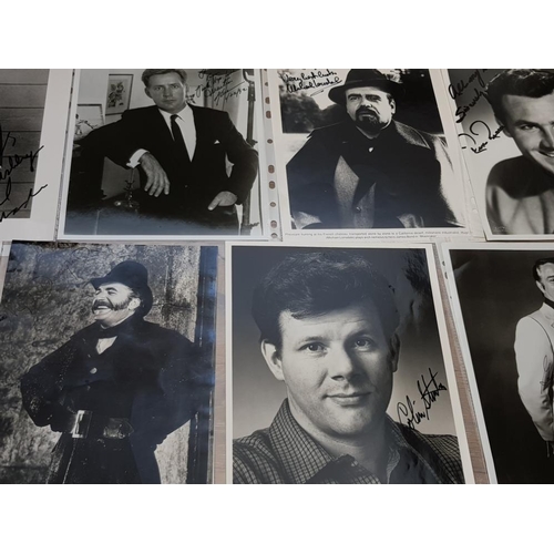 92 - SELECTION OF 11 8X10 SIGNED PHOTOS BY VARIOUS ACTORS INCLUDING NIGEL DAVENPORT, MICHAEL LONSDALE (IN... 