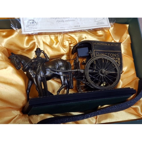 112 - COLD CAST BRONZE EFFECT RINGTONS HORSE AND CARRIAGE, TEA MADAM, WITH CERTIFICATE OF AUTHENTICITY AND... 