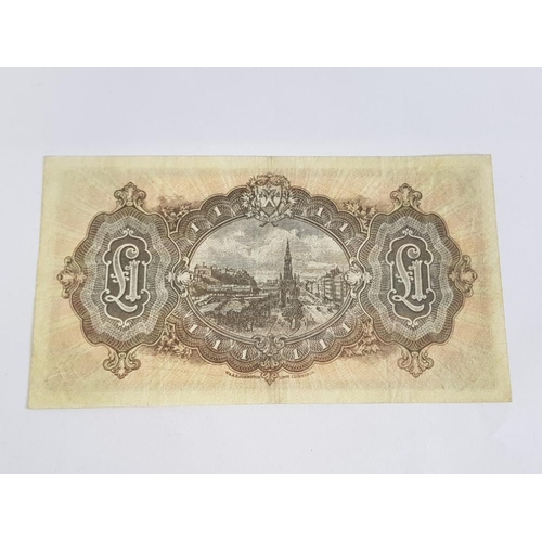 12 - NATIONAL BANK OF SCOTLAND 1 POUND BANKNOTE DATED 11-11-1933, SERIES A/F PICK 257A, PRESSED GOOD FINE