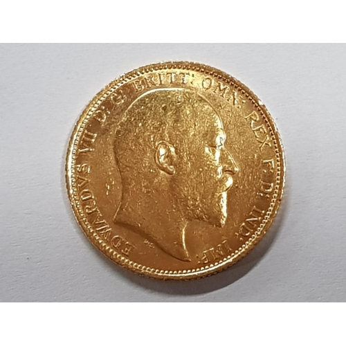 124 - 22CT GOLD 1906 FULL SOVEREIGN COIN, STRUCK IN SYDNEY