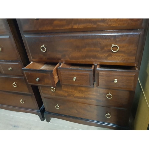 136 - A PAIR OF STAG CHEST OF DRAWERS WITH BRASS HANDLES 82.5 X 112 X 36.5CM