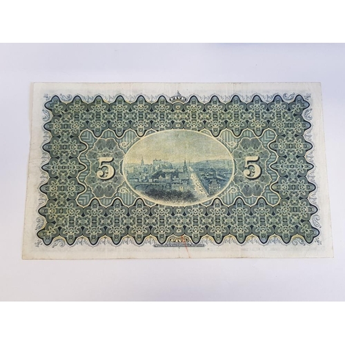 14 - NATIONAL BANK OF SCOTLAND 5 POUNDS BANKNOTE DATED 1-3-1941, SERIES B294-294, PICK 259B, PRESSED FINE