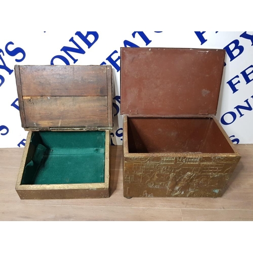 146 - 2  BRASS COAL BOXES