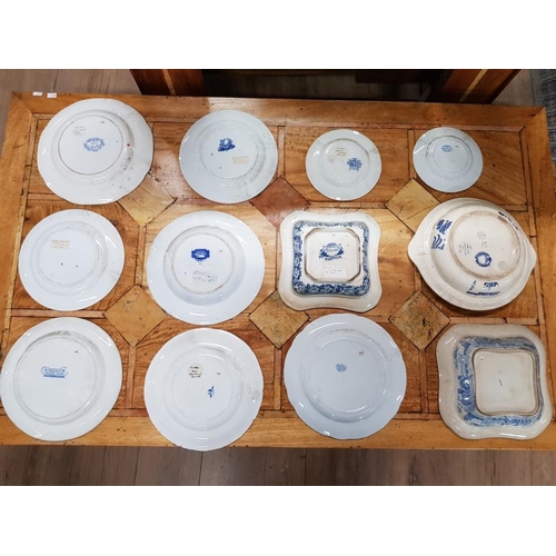 155 - COLLECTION OF BLUE AND WHITE PLATES AND SERVING DISHES INC MINTON AND SPODE