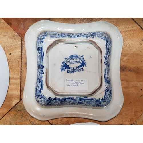 155 - COLLECTION OF BLUE AND WHITE PLATES AND SERVING DISHES INC MINTON AND SPODE