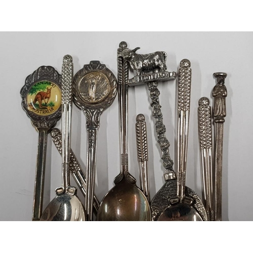 16 - 6 E.P.O.B SILVER PLATED AND COPPER GOLF SPOONS AND 4 OTHERS