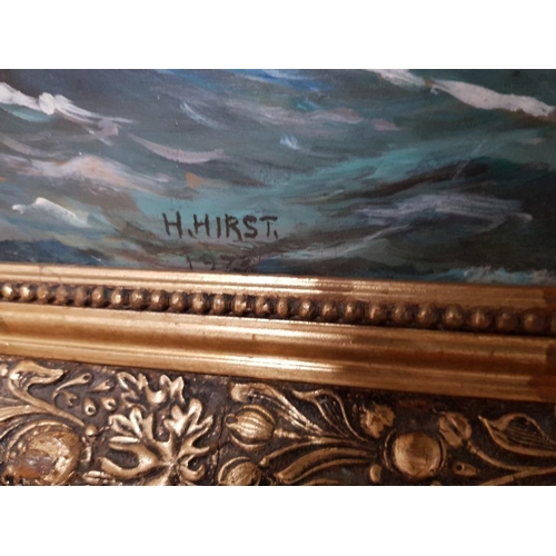 171 - AN OIL ON BOARD BY H HIRST CLIPPER SHIP AT SEA SIGNED AND DATED 1973 44 X 62CM